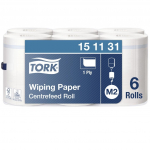 Popieriniai rankšluosčiai Tork Wiper Advanced Centerfeed M2 (151131,) 1 sluoksnis, baltos spalvos, 275 m