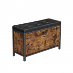 Prieškambario paminkštintas suoliukas su atverčiamu stalčiumi batams rudas