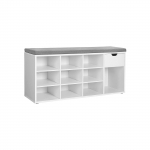 Prieškambario suoliukas su stalčiumi ir 10 atvirų lentynų batams