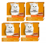 Purina Gourmet Gold gabalėliai padaže (antis, upėtakis, triušis, veršiena) 32x85g
