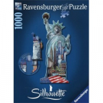 Puzzle 1000 Silhouette Libery Statue  - RAVENSBURGER dėlionė