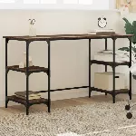 Rašomasis stalas, rudas ąžuolo, 140x50x75cm, metalas ir mediena