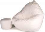 Sėdmaišis su pufu Mega Comfort XXL, dirbtinė oda, baltas