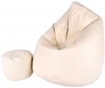 Sėdmaišis su pufu Mega Comfort XXL, dirbtinė oda, kreminis