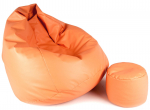 Sėdmaišis su pufu Mega Comfort XXL, dirbtinė oda, lašišinės spalvos
