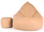 Sėdmaišis su pufu Mega Comfort XXL, dirbtinė oda, šviesiai rudas