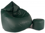 Sėdmaišis su pufu Mega Comfort XXL, dirbtinė oda, tamsiai žalias