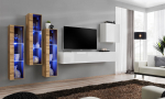 Sekcija Switch XIII su LED apšvietimu, ąžuolo/balta