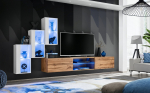 Sekcija Switch XXII su LED apšvietimu, balta/ąžuolo