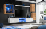 Sekcija Switch XXIII su LED apšvietimu, ąžuolo/balta