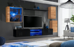 Sekcija Switch XXIII su LED apšvietimu, ąžuolo/juoda