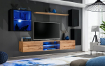 Sekcija Switch XXIII su LED apšvietimu, juoda/ąžuolo