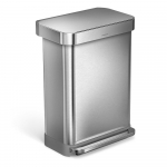Sidabrinė šiukšliadėžė su pedalu simplehuman, 55 l