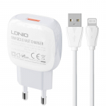 Sieninis įkroviklis LDNIO A1307Q 18W + "Lightning" laidas