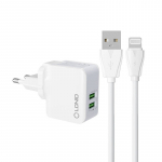 Sieninis įkroviklis LDNIO A2203 2USB + "Lightning" laidas