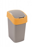 Šiukšlių dėžė CURVER FLIP BIN, pilka/geltona, 26 x 34 x 47 cm, 25 l
