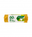 Šiukšlių maišai SORTEX, 60L, 30 mik., 10 vnt. ritinyje , LDPE, 60 x 75 cm, geltona sp.