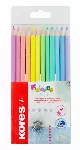 Spalvoti pieštukai KORES KOLORES PASTEL, tribriauniai, 3mm, 12 pastelinių spalvų