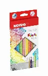 Spalvoti pieštukai KORES KOLORES STYLE, tribriauniai, 3mm, 15 spalvų (2 metalizuotos spalvos ir 1 neoninė)