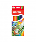 Spalvoti pieštukai  KORES, tribriauniai, akvareliniai 12 vnt.