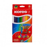 Spalvoti tribriauniai pieštukai su drožtuku JUMBO KORES 12 sp.
