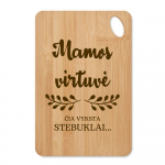 Stačiakampio formos bambukinė pjaustymo lentelė „Mamos virtuvė“