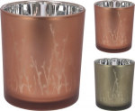 Stiklinė žvakidė BRANCHES, rusvos/žalsvos sp., 9 x 10 cm