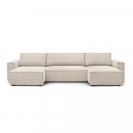 Sulankstoma kampinė sofa smėlio spalvos iš kordinio velveto („U“ formos) Nihad – Bobochic Paris