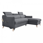 Sulankstoma kampinė sofa tamsiai pilkos spalvos (su dešiniuoju kampu) Sweet Harmony – Miuform