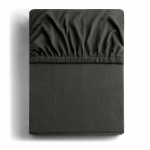 Tamsiai pilka medvilninė tampri paklodė DecoKing Amber Collection, 80/90 x 200 cm