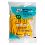 Tarpdančių šepetėliai TePe Angle 0.7mm, ISO 4, geltoni N25 su dangteliu