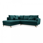 Turkio spalvos sofa-lova Miuform Scandic Lagom L, kairysis kampas