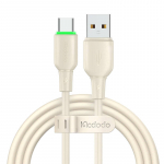 USB į USB-C laidas Mcdodo CA-4750 su LED apšvietimu 1.2 m (smėlio spalvos)