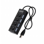 USB šakotuvas su 4 jungtimis ir įjungimo mygtukais