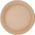 Vienkartinė popierinė lėkštė, ruda, D18 cm, 50 vnt.