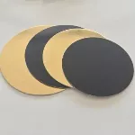 Vienkartinis padėkliukas tortui, storas, aukso/juodos spalvos, kartonas, D 22 cm, 50 vnt.