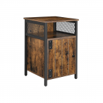 Vintažinis rudas naktinis staliukas su juodo plieno detalėmis