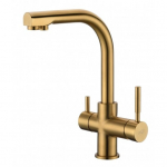 Virtuvinis maišytuvas su vandens filtro pajungimu Blue Water Alabama braižyto aukso spalvos