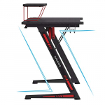 Žaidimų kompiuterinis stalas su stovu monitoriui juodas Z formos