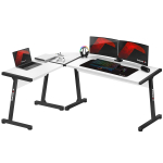 Žaidimų stalas „Huzaro Hero 6.0 White Carbon Flex“ kampinis, baltas
