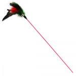 Žaislas katei pagaliukas su plunksnomis ir skambučiu