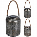 Žibintas METAL ANTIQUE SILVER su LED baterija, 15,5x15,5x22 cm